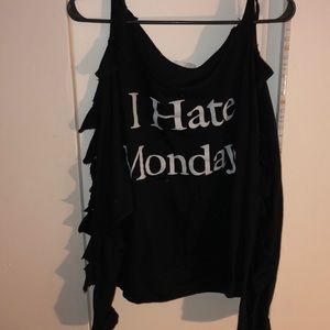 Black Sz L I hate Monday’s sweatshirt slit arms